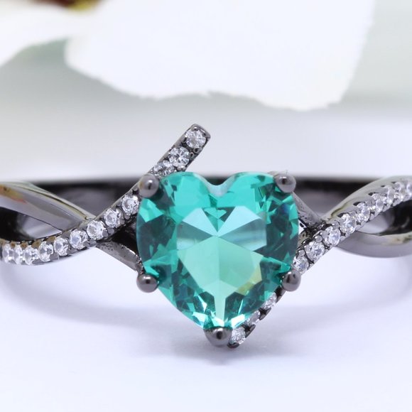 1.80 Carat Heart Promise Ring Paraiba Tourmaline B - Picture 1 of 3